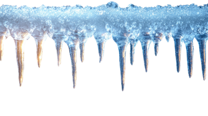Icicles Hanging: A stunning close-up of glistening icicles, showcasing their intricate crystalline structures and varying shades of blue and amber, create a mesmerizing winter scene.