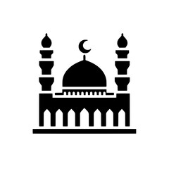 Mosque Silhouette:  A minimalist silhouette of a mosque with its distinctive dome and minarets, symbolizing Islamic faith and architecture.
