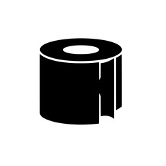 Toilet Paper Roll Icon: A simple, bold black icon of a toilet paper roll, perfect for hygiene-related designs and applications.