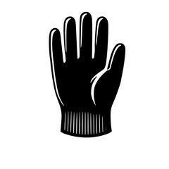 Black Glove Icon: A simple yet striking illustration of a black work glove, suitable for various design projects needing a strong and practical visual.