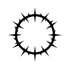 Crown of Thorns: A black and white illustration of a crown of thorns, a traditional symbol of suffering, sacrifice, and resilience. Perfect for use in religious or spiritual designs.