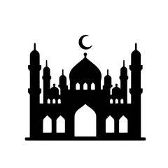 Mosque Silhouette: A simple yet powerful silhouette of a mosque against a plain background, showcasing the iconic architectural elements like the dome and minarets.