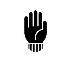 Hand Icon: A simple yet powerful black silhouette of a hand, with five fingers extended and a knitted cuff,  symbolizing action, gesture, interaction, and support.