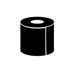 Toilet Paper Roll Icon: Simple black icon of a toilet paper roll, suitable for bathroom-related designs, apps, or websites.  A clean and minimalist representation. 