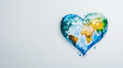 Fototapeta premium Heart-Shaped Watercolor World Map Design