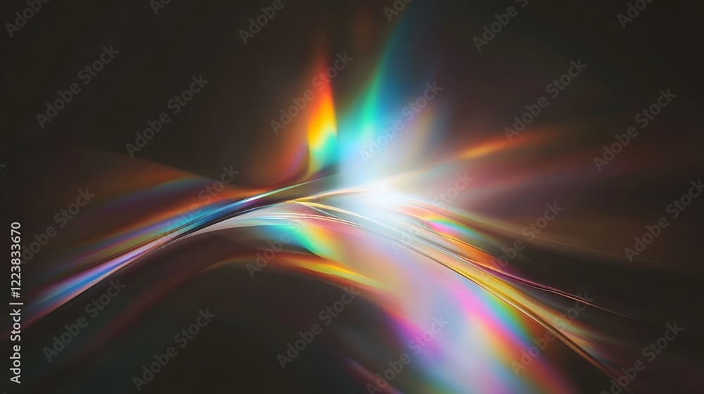 Poster Mesmerizing Prism Light Leak Abstract with Dreamy Flare and Glowing Bokeh Effects on Dark Background