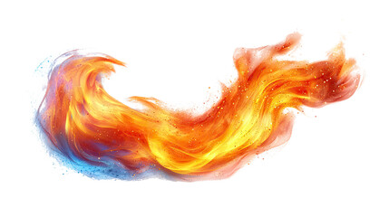 Abstract Flame Stream: A dynamic and visually captivating digital abstract of fire, showcasing a fiery stream of orange and yellow flames against a clean, vibrant backdrop.
