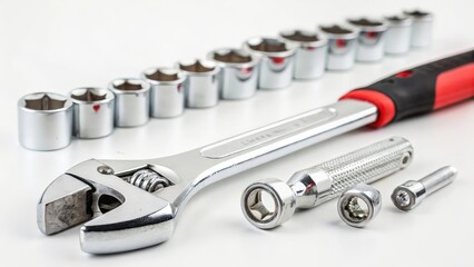 Fototapeta premium Adjustable Wrench and Socket Set