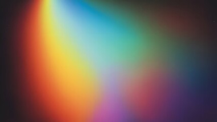 Obraz premium Rainbow Light Leak Grain Overlay with vibrant hues, abstract textures, and nostalgic cinematic gradient effects