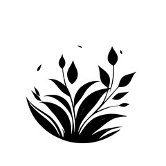 Monochrome Floral Illustration: Elegant Black and White Botanical Design. Simple, Stylish Plant Silhouette, Perfect for Decor and Nature-Inspired Projects.