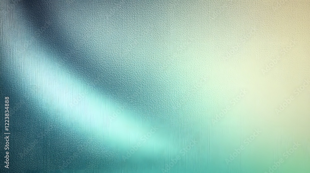 Poster A serene and sophisticated gradient background featuring a smooth transition from turquoise to green hues with subtle light leaks and a delicate textured grain effect