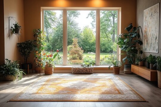 Cozy Living Room for Pilates Practice with Mat and Equipment for a Healthy Lifestyle