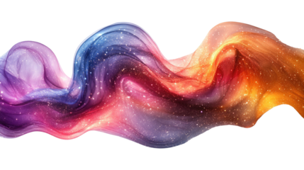 Cosmic Flow: A vibrant abstract design featuring flowing, iridescent fabric resembling a swirling nebula, capturing the beauty of cosmic energy and the dynamism of movement.