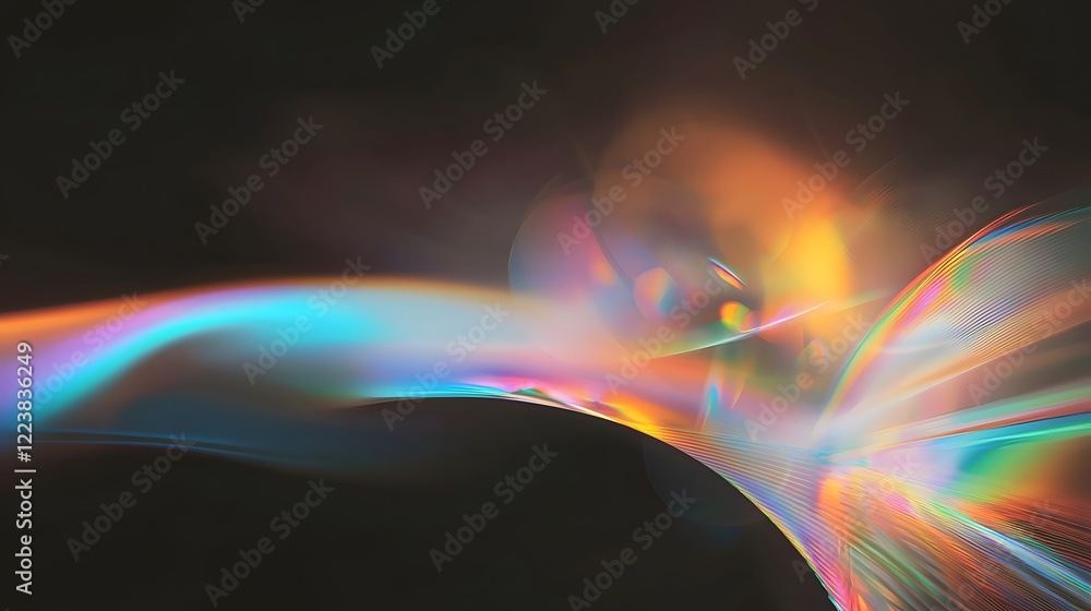 Aufkleber Dreamy abstract texture with colorful prism effects soft flares and glowing bokeh elements creating a magical surreal atmosphere on a dark background  Ethereal luminous and psychedelic digital art