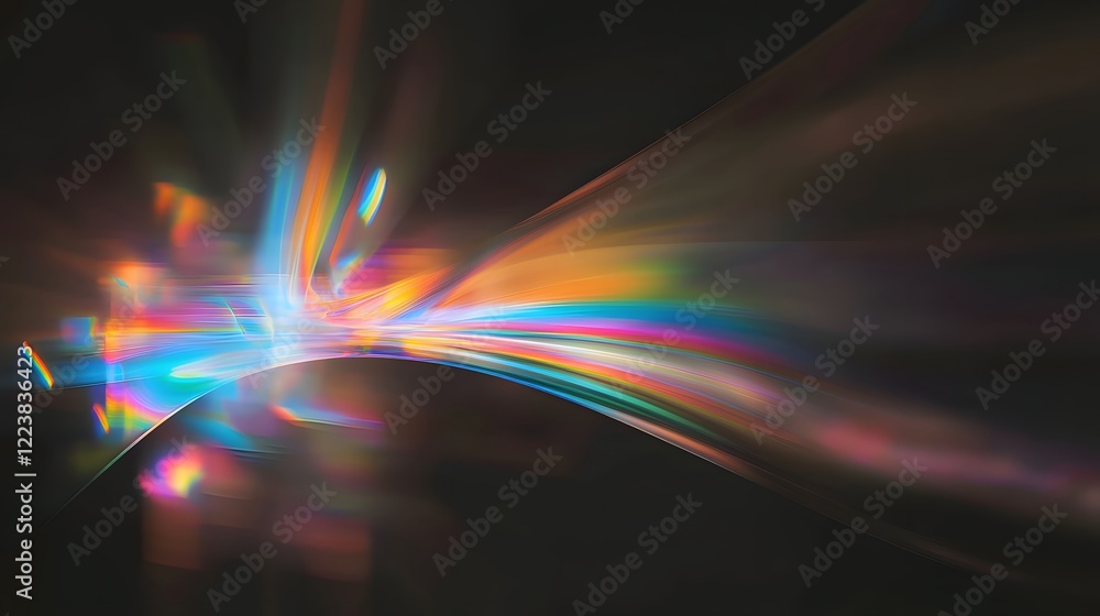 Poster Captivating abstract digital art image featuring a prism light overlay with subtle flares soft glowing orbs and a moody atmospheric dark background   perfect for creative designs editorial use