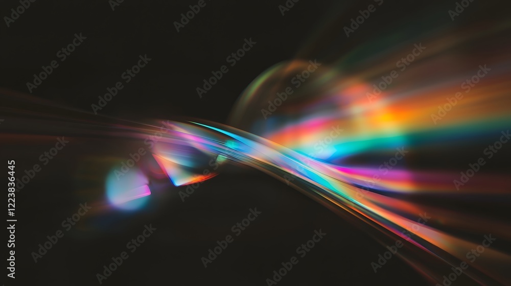Fototapete photo overlay of prismatic light leaks subtle flares and softly glowing orbs set against a dark atmo