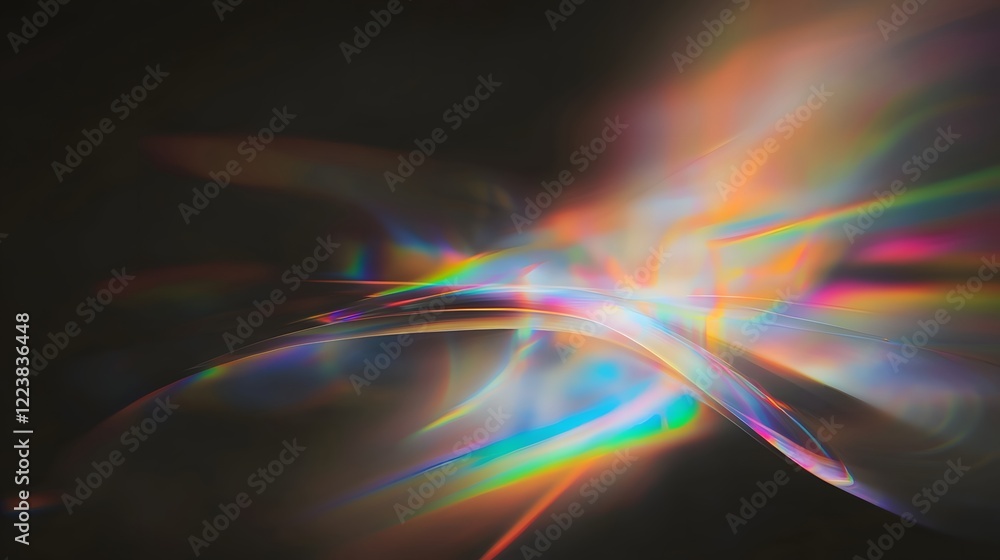 Poster photo overlay of prism light leaks with subtle flares and soft glowing orbs against a dark atmospher