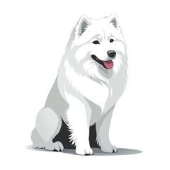 Fototapeta premium アーモンド型の目と上向きの口角のサモエド