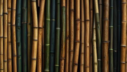 Fototapeta premium bamboo old weave wall texture beautiful pattern background. Generative AI
