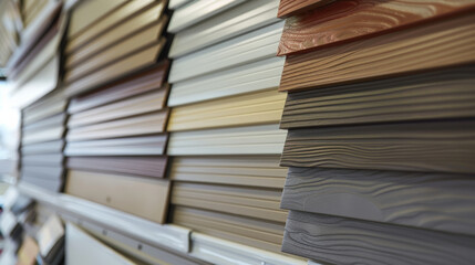 Homeowners can choose from various siding samples displayed in showroom