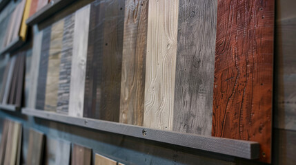 Wood samples displayed for homeowners to choose from for siding options