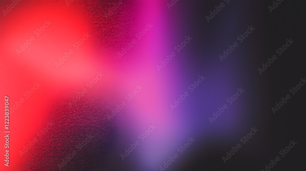 Poster dreamy and grainy gradient backdrop featuring dark magenta red blue and purple hues with a glowing v