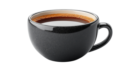 Dark Roast Coffee in Black Mug: A rich, dark roast coffee fills a sleek black mug, promising a moment of warmth and invigorating energy. The coffee's dark surface reflects the light.