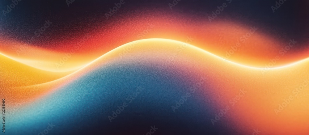 Poster abstract gradient background with glowing orange and blue hues smooth curve digital art design