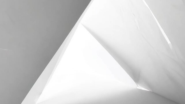 Monochromatic timelapse video captures the unfolding and folding origami-like structures in white, sharp creases and folds define the evolving shapes