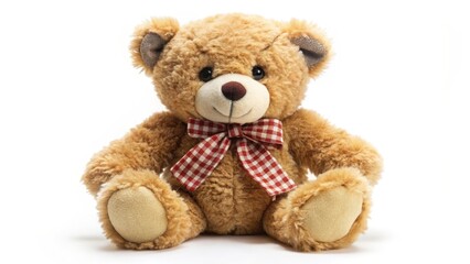 Obraz premium Plush Teddy Bear with Red Bow