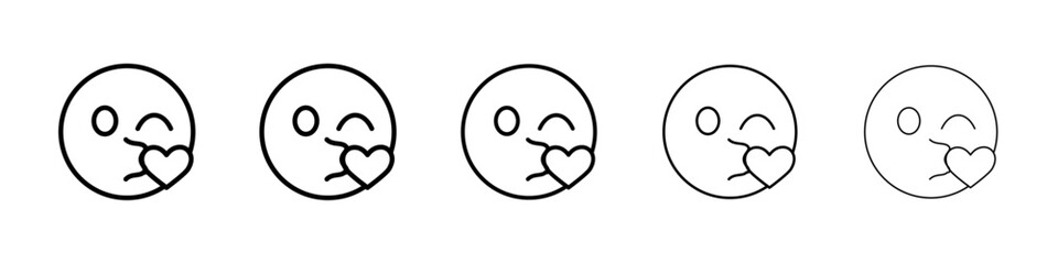 Blowing kiss emoji icon Vector logo sign