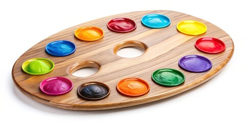 Wooden Artist Palette with Paint Wells