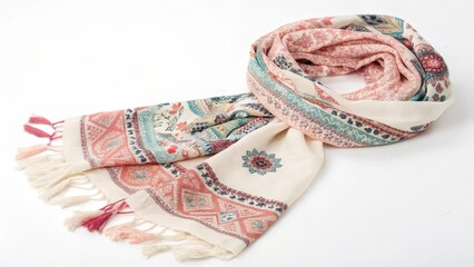 Pink and Cream Paisley Scarf