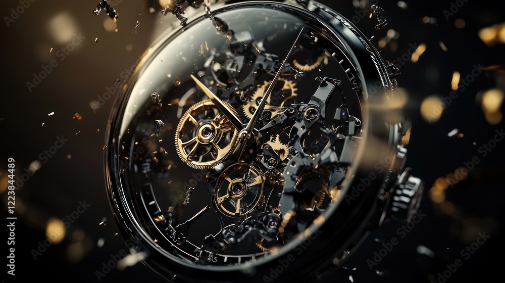 Poster the exquisite mechanics of time: a high-resolution image of an intricate, exploded view of a luxury 