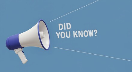 Megaphone did you know hand trivia information announcement. Attention megaphone loudspeaker did you know message alert.
