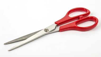 Red Scissors on White Background