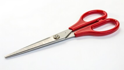 Obraz premium Red handled scissors on white background
