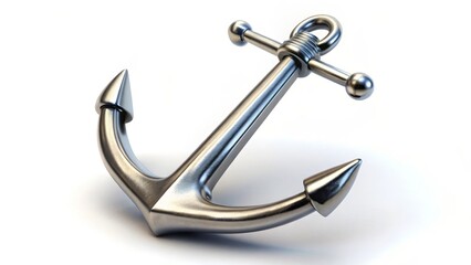 Metal Anchor on White Background