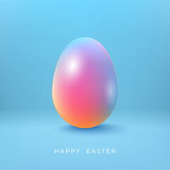 Minimalist Easter single pastel gradient egg on a light blue background
