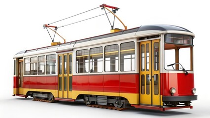 Naklejka premium Vintage Tramway on White Background