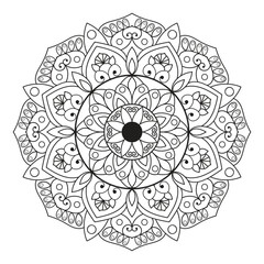 Vector mandala design. Easy mandala Outline. Mandala design for coloring