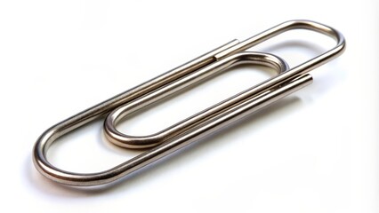 Metal Paperclip on White Background