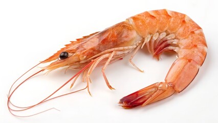 Cooked Shrimp on White Background