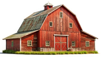 Red Barn on White Background