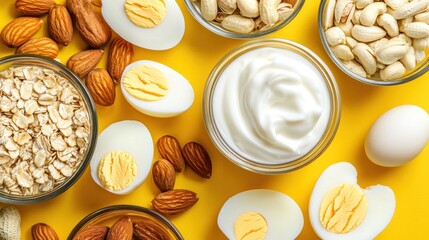 Healthy Breakfast Food Choices: Eggs, Nuts, Yogurt, and Oats