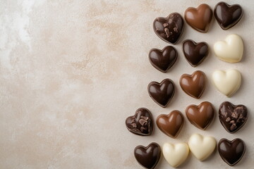 Heart-shaped chocolates, a delicious gift for any romantic occasion. Whether for Valentine's Day or as a sweet surprise, these candies will convey your love and appreciation in every bite.







