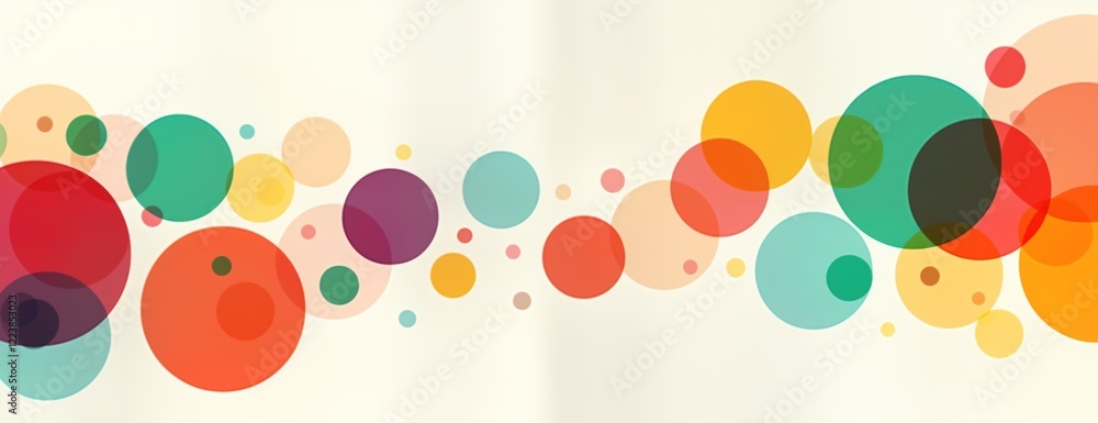 Poster Abstract colorful circles design. Modern tech background with overlapping circles. Stylish graphic element for website presentation. Creative shapes, colors. Vibrant abstract illustration. Versatile