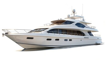 Luxury Motor Yacht on White Background