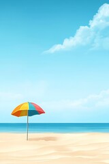 Colorful Umbrella on a Serene Beach Landscape