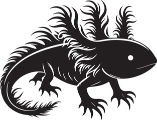Black Color Axolotl Silhouette Vector Illustration design, Solid White Background